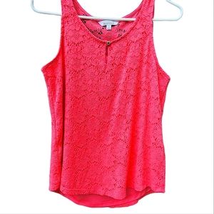 Ellen Tracy Company Hot Pink Lace Blouse Size S